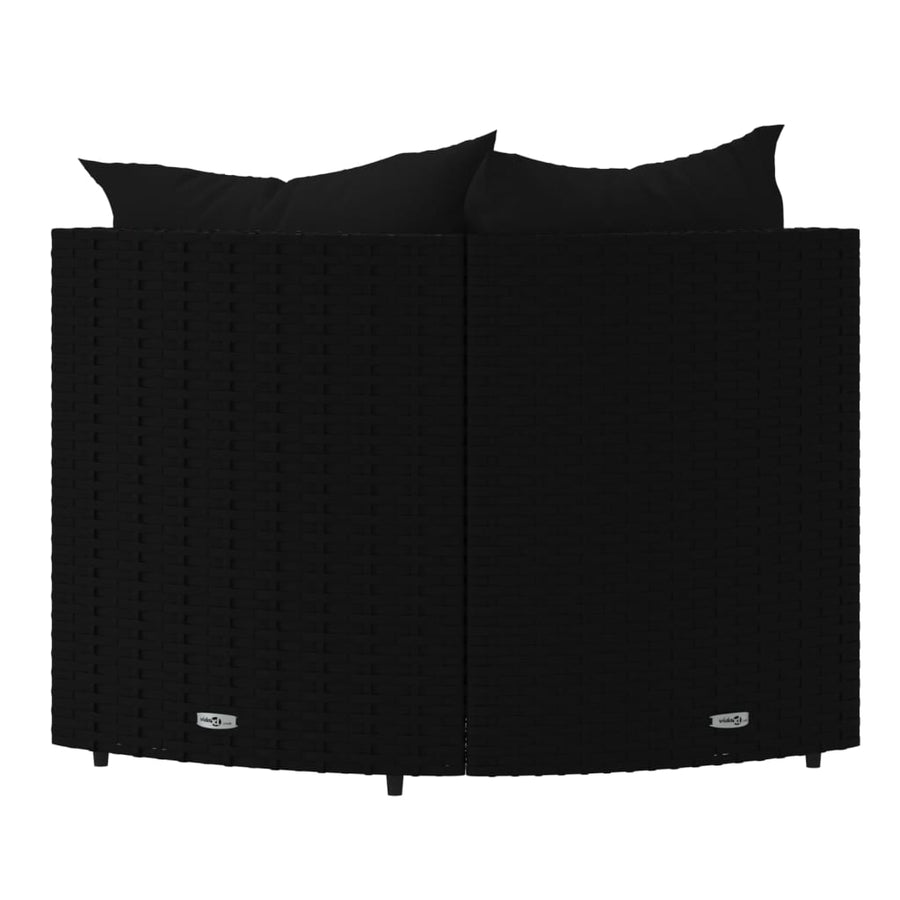 Tuinhoekbanken Met Kussens 2 St Poly Rattan Zwart 2x hoek