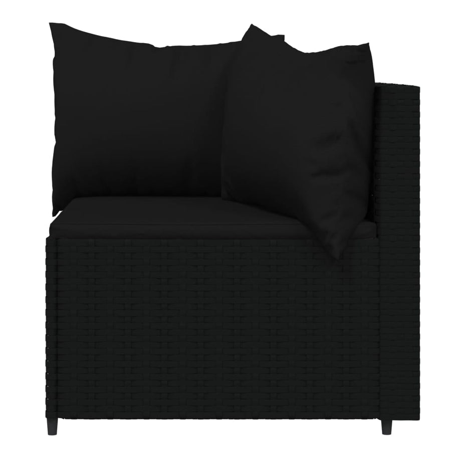 Tuinhoekbanken Met Kussens 2 St Poly Rattan Zwart 2x hoek