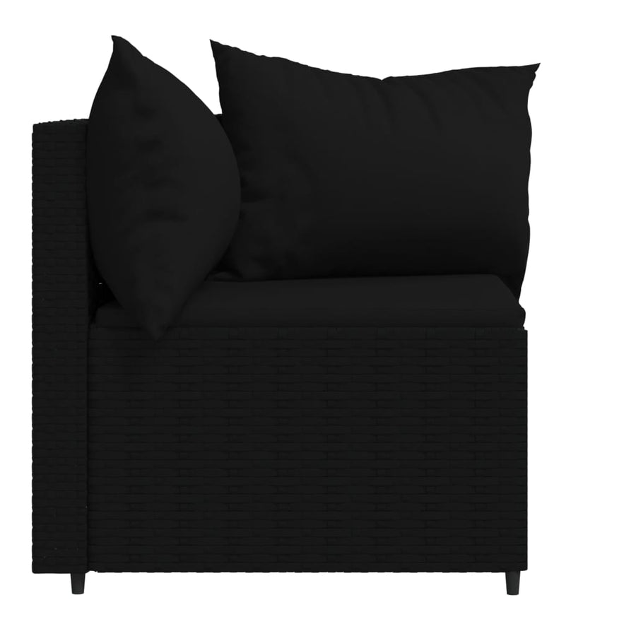 Tuinhoekbanken Met Kussens 2 St Poly Rattan Zwart 2x hoek