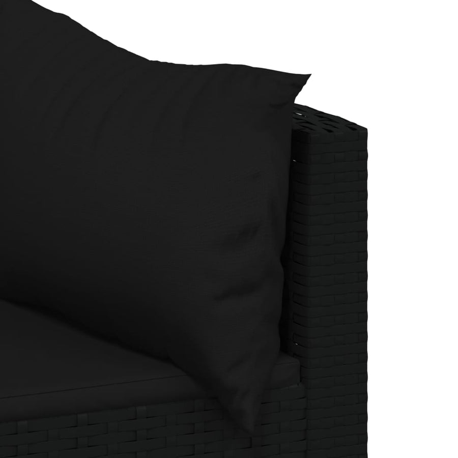 Tuinhoekbanken Met Kussens 2 St Poly Rattan Zwart 2x hoek