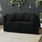 Tuinhoekbank poly rattan 2 stuks zwart
