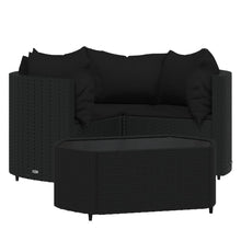 -Delige Loungeset Met Kussens Poly Rattan Zwart
