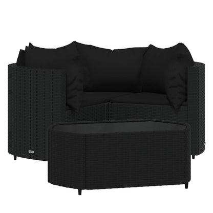 -Delige Loungeset Met Kussens Poly Rattan Zwart