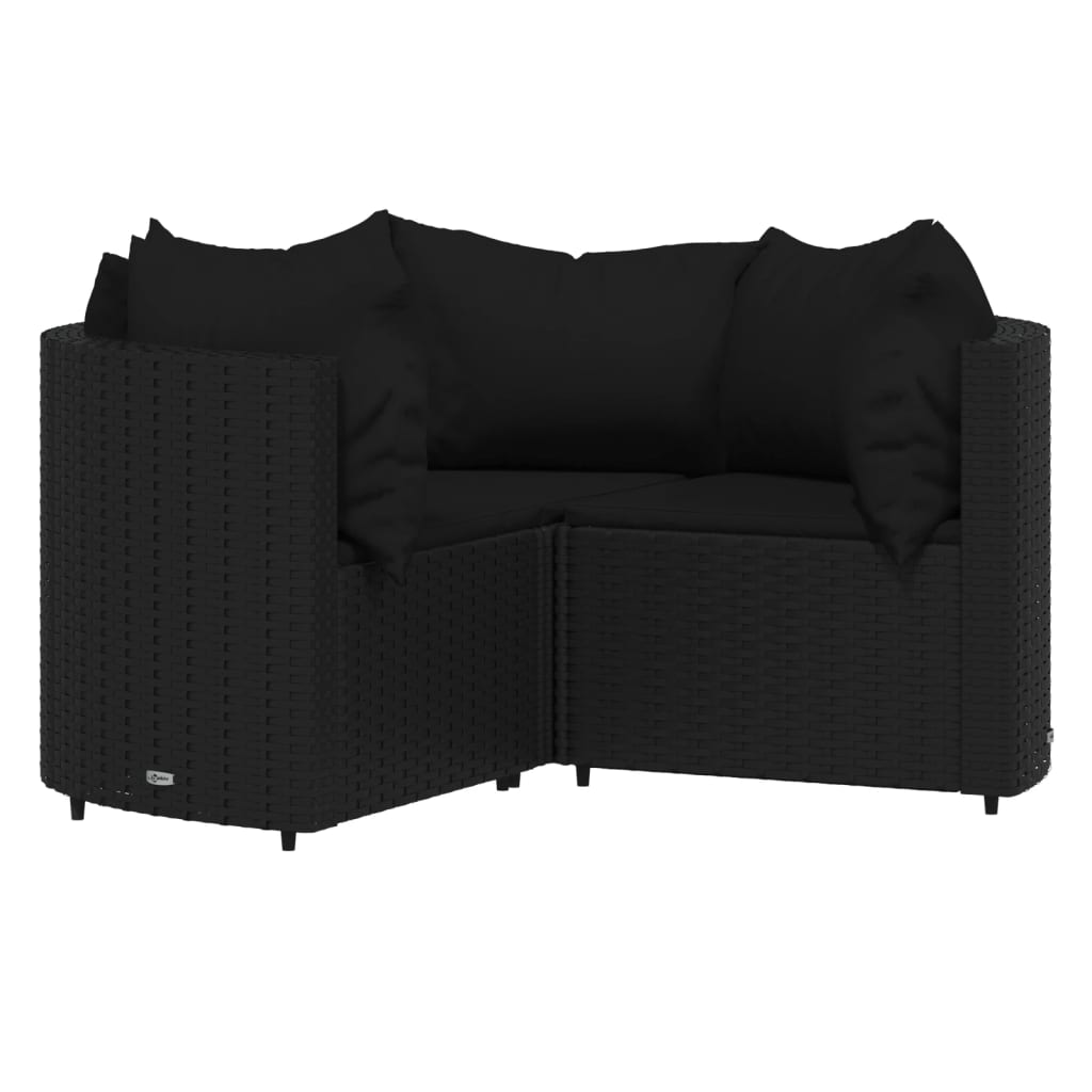 -Delige Loungeset Met Kussens Poly Rattan Zwart