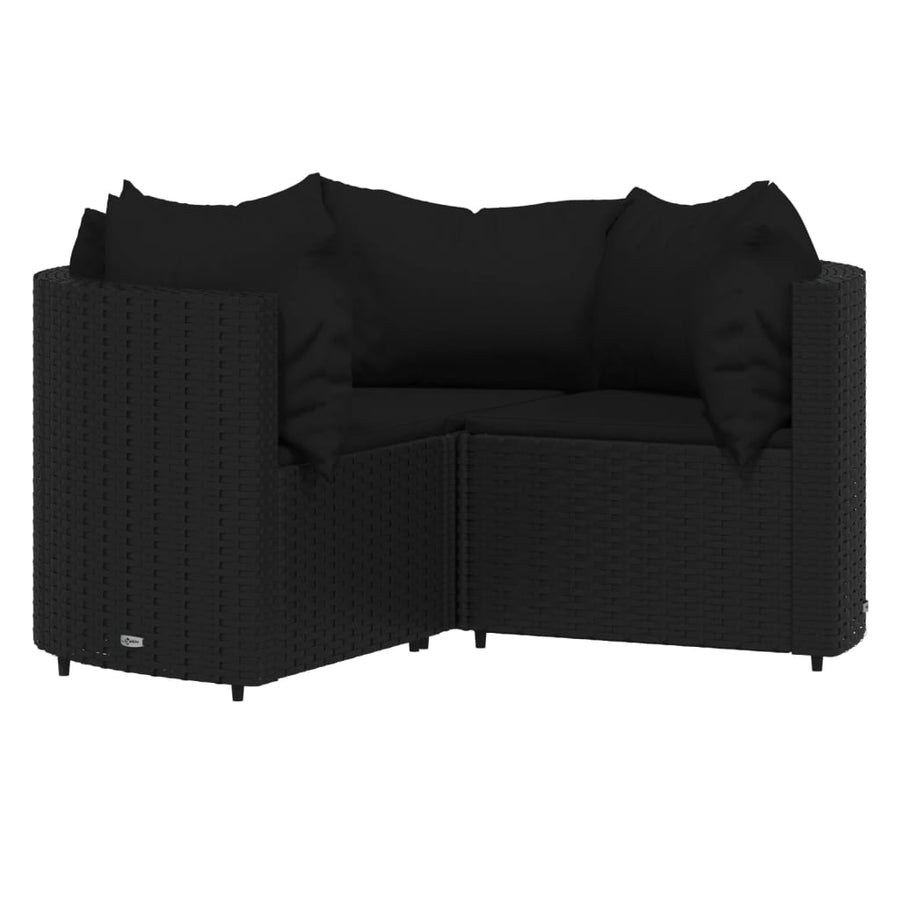 -Delige Loungeset Met Kussens Poly Rattan Zwart