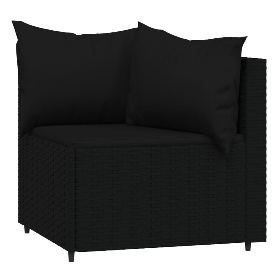 -Delige Loungeset Met Kussens Poly Rattan Zwart