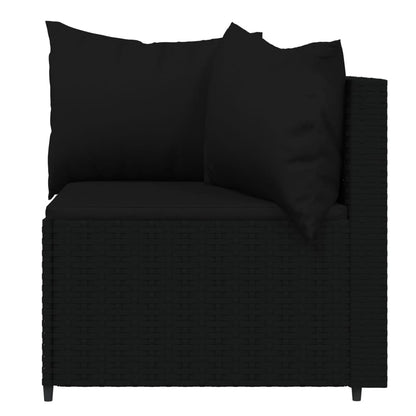 -Delige Loungeset Met Kussens Poly Rattan Zwart