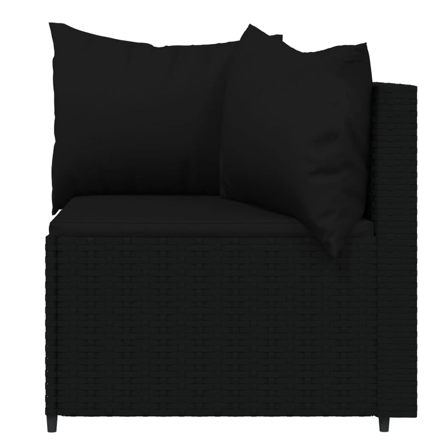 -Delige Loungeset Met Kussens Poly Rattan Zwart