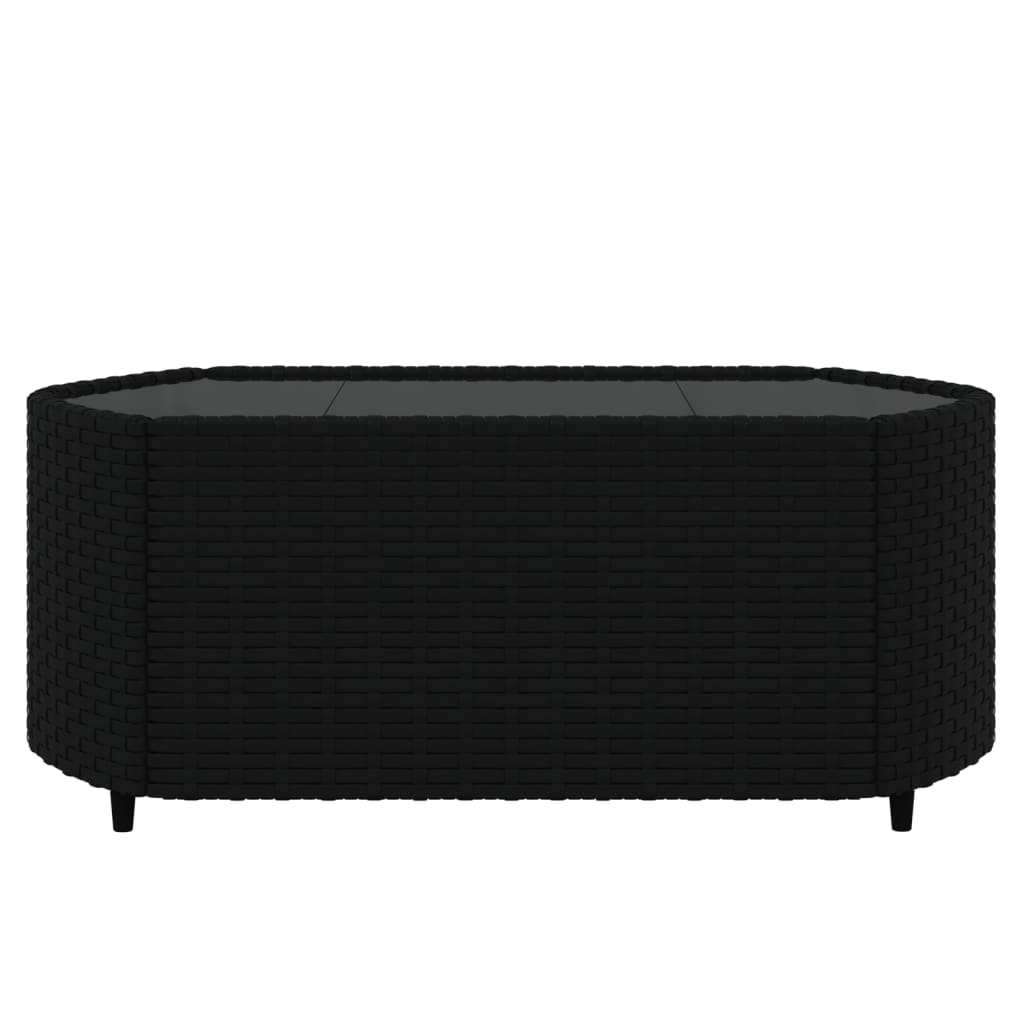 -Delige Loungeset Met Kussens Poly Rattan Zwart