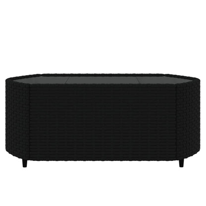 -Delige Loungeset Met Kussens Poly Rattan Zwart
