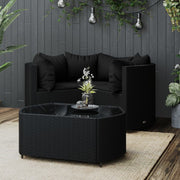 Loungeset 4-delig poly rattan zwart