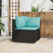 Garden Corner Sofa with Cushions Polyrattan Black