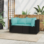 Tuinhoekbank poly rattan 2 stuks zwart