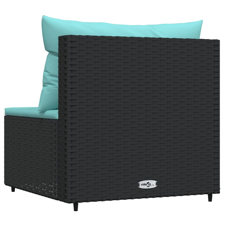 Tuin Met Kussens Poly Rattan Zwart en blauw Middenbank