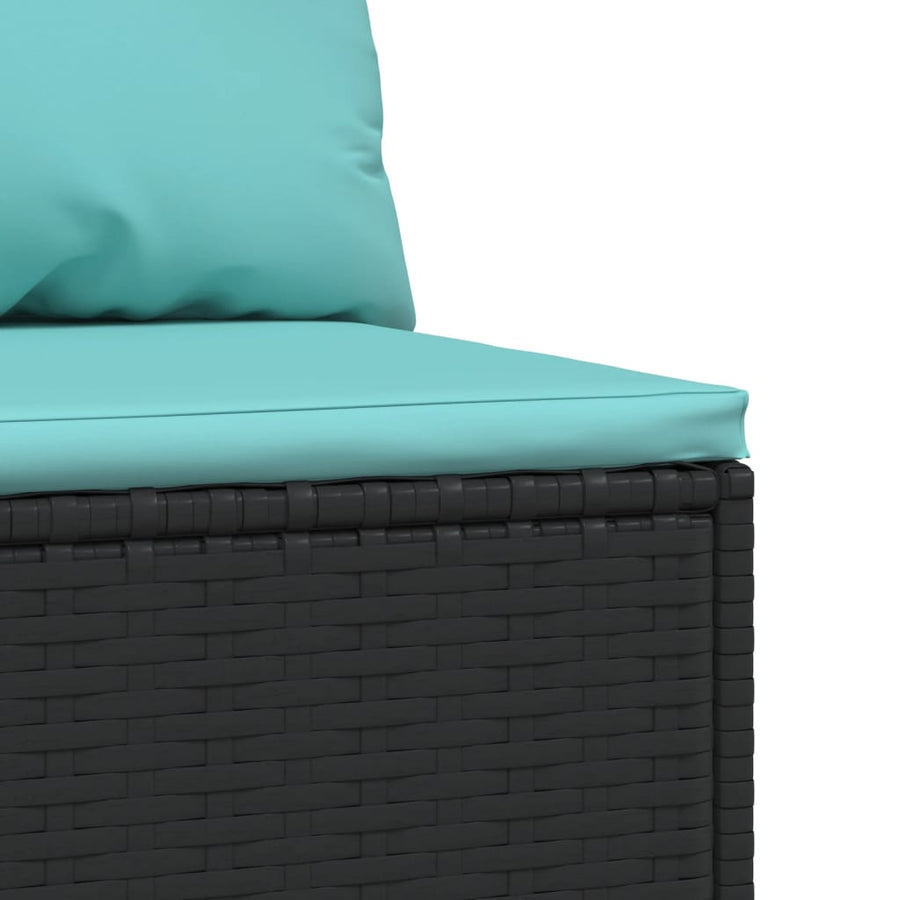 Tuin Met Kussens Poly Rattan Zwart en blauw Middenbank