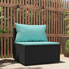 Tuin Met Kussens Poly Rattan Zwart en blauw Middenbank