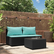 Loungeset poly rattan 3-delig zwart