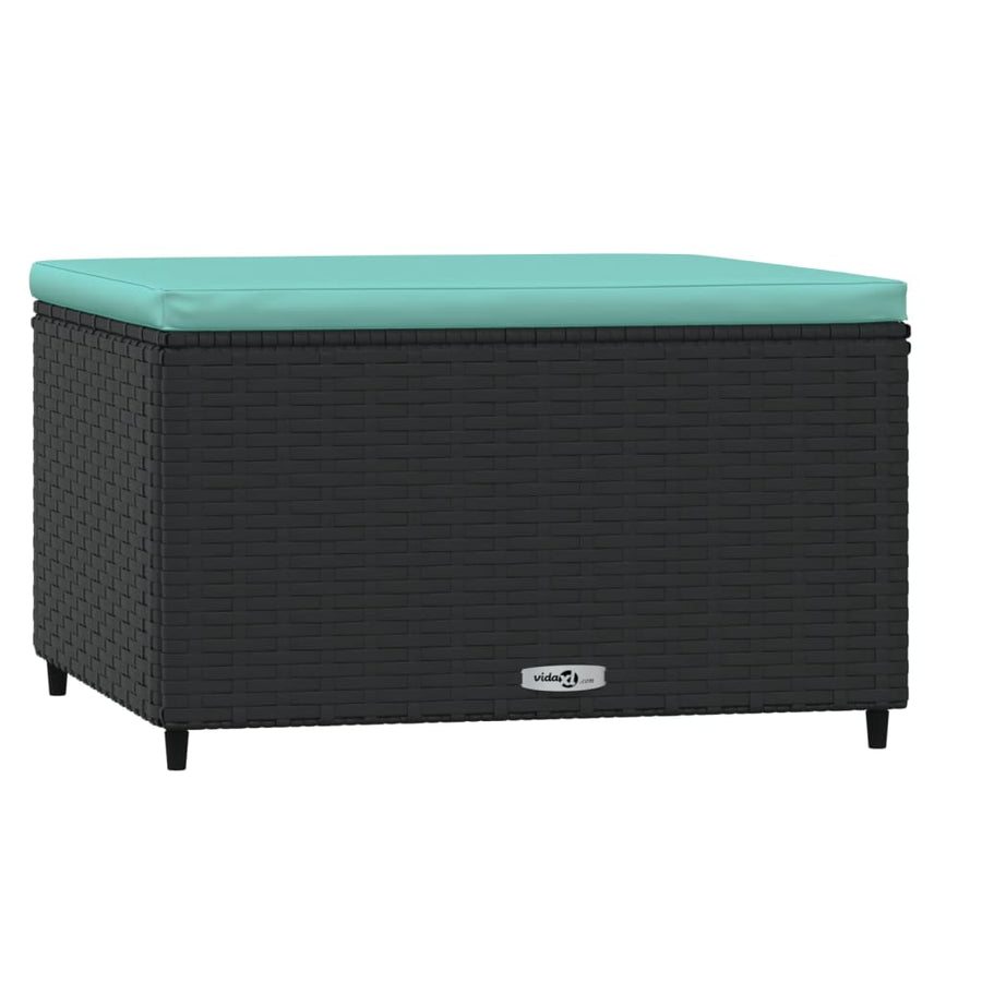 Voetensteun Met Kussen Poly Rattan 1 Zwart en blauw