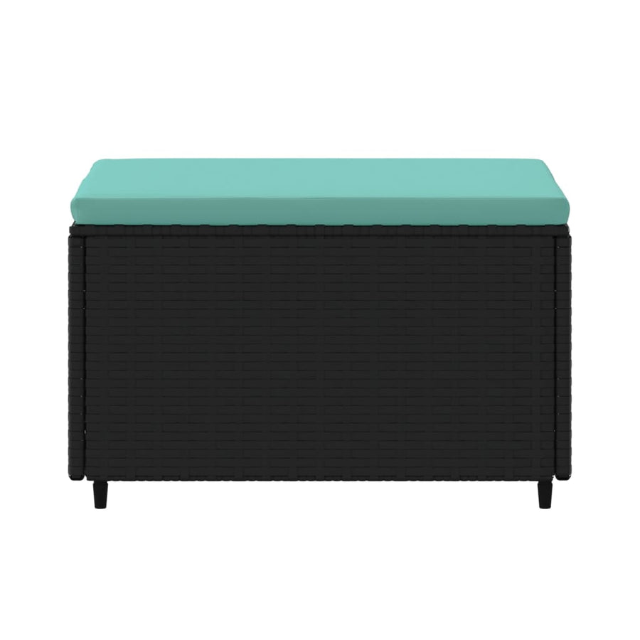 Voetensteun Met Kussen Poly Rattan 1 Zwart en blauw