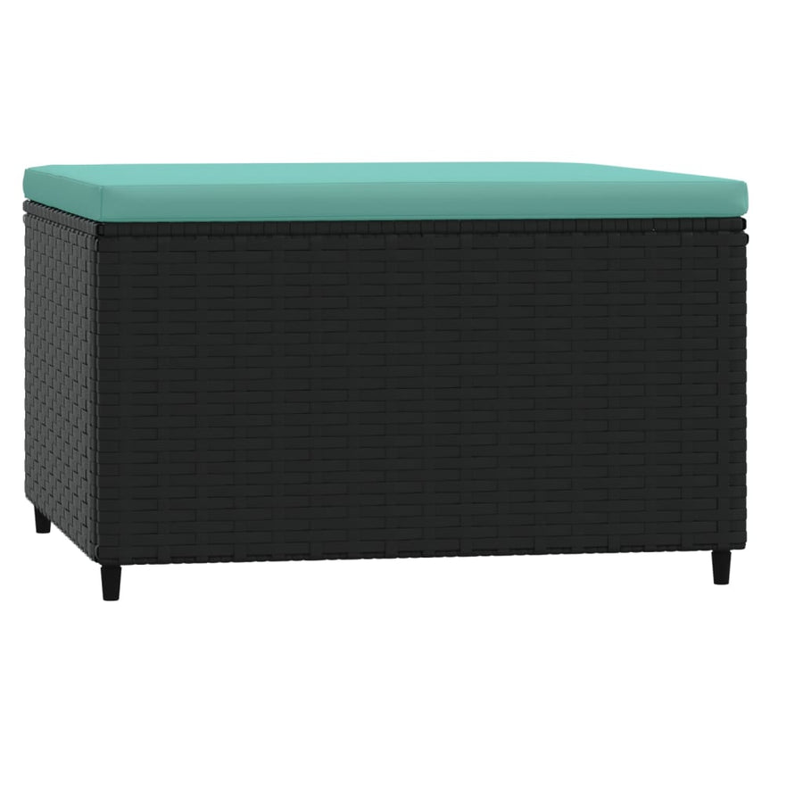 Voetensteun Met Kussen Poly Rattan 1 Zwart en blauw