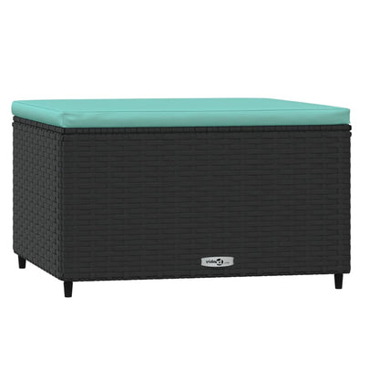 Voetensteunen Met Kussens Poly Rattan 2 Zwart en blauw