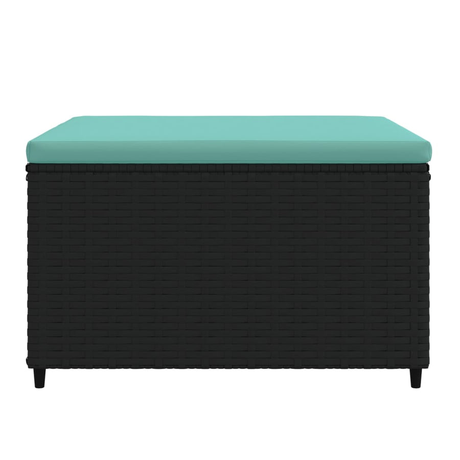 Voetensteunen Met Kussens Poly Rattan 2 Zwart en blauw