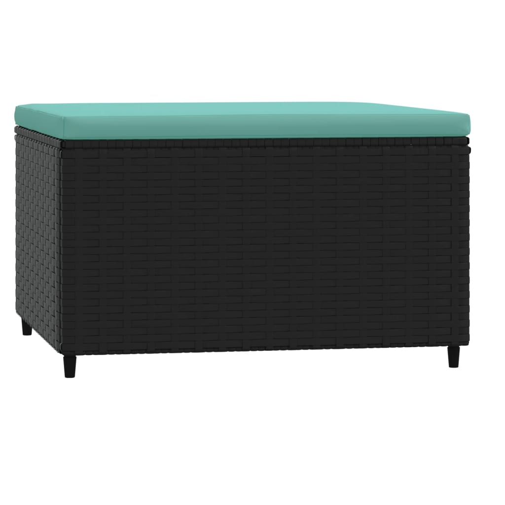 Voetensteunen Met Kussens Poly Rattan 2 Zwart en blauw