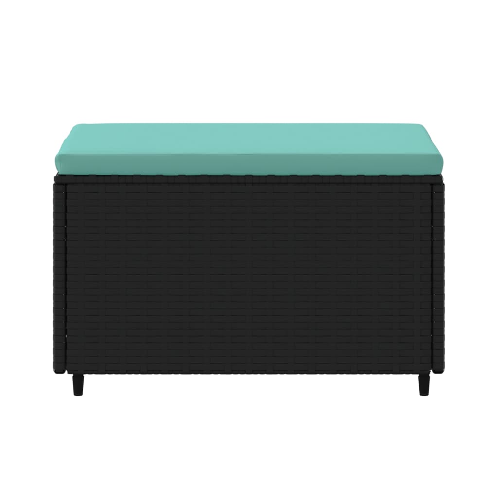 Voetensteunen Met Kussens Poly Rattan 2 Zwart en blauw