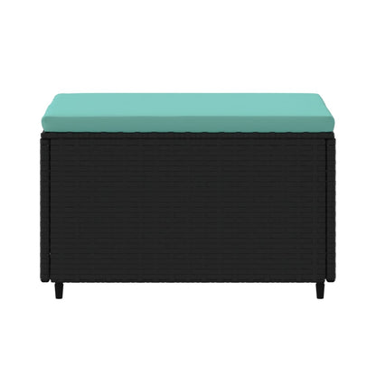 Voetensteunen Met Kussens Poly Rattan 2 Zwart en blauw