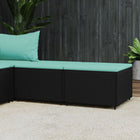 Voetensteunen Met Kussens Poly Rattan 2 Zwart en blauw