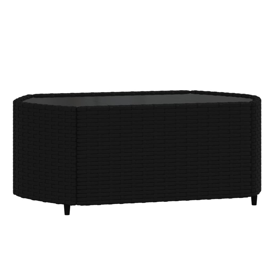3-Delige Loungeset Met Kussens Poly Rattan Zwart en blauw 2x hoek + Tafel