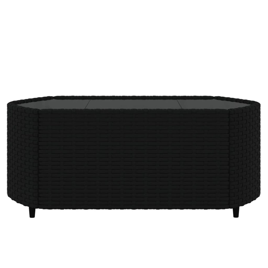 3-Delige Loungeset Met Kussens Poly Rattan Zwart en blauw 2x hoek + Tafel