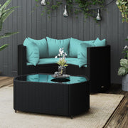 Loungeset 4-delig poly rattan zwart