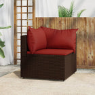 Tuin Met Kussens Poly Rattan Bruin en rood Hoekbank