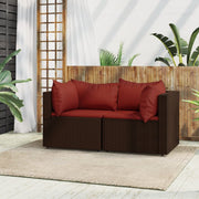 Tuinhoekbank poly rattan bruin 2 stuks