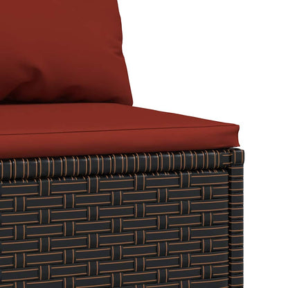 Tuinmiddenbank met kussens poly rattan bruin