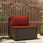 Tuin Met Kussens Poly Rattan Bruin en rood Middenbank