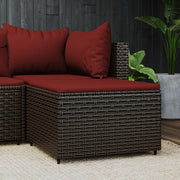 Voetensteun poly rattan 55x55x31 cm bruin