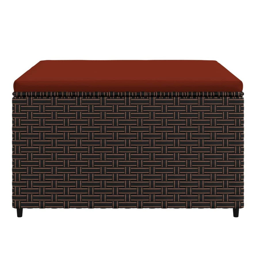 Voetensteunen Met Kussens Poly Rattan 2 Bruin en rood