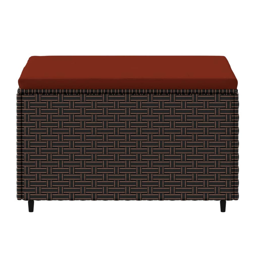 Voetensteunen Met Kussens Poly Rattan 2 Bruin en rood