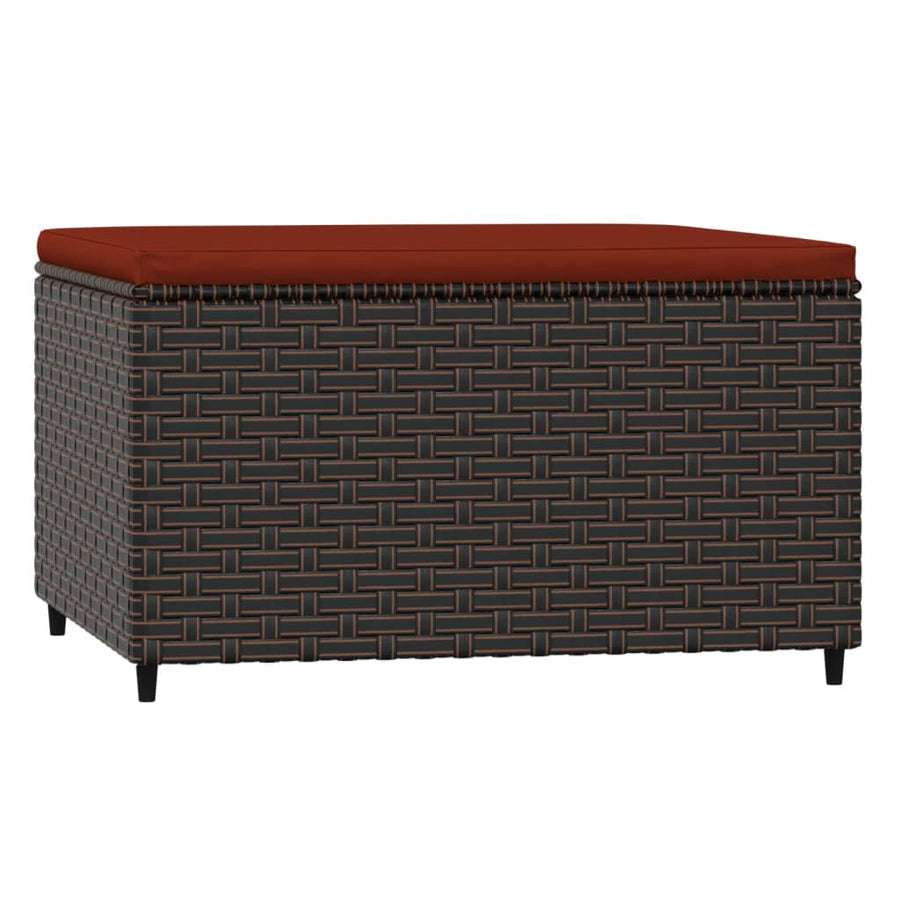 Voetensteunen Met Kussens Poly Rattan 2 Bruin en rood