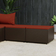 Footstools 2 pcs with cushions poly rattan brown