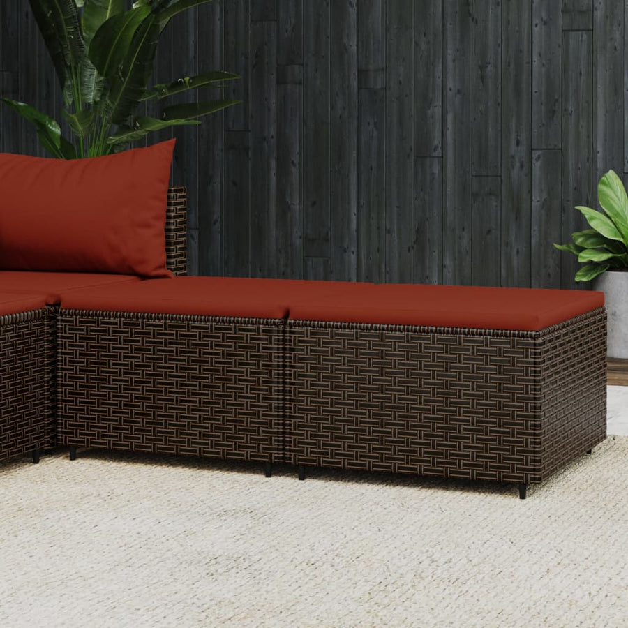 Voetensteunen Met Kussens Poly Rattan 2 Bruin en rood