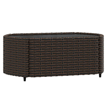 -Delige Loungeset Met Kussens Poly Rattan Bruin en rood