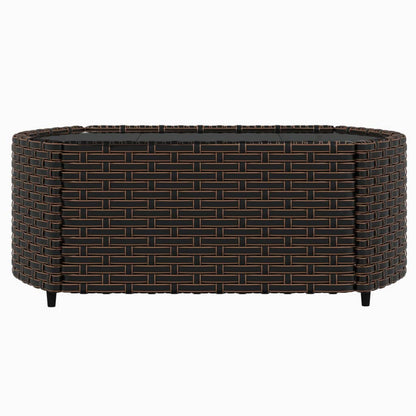 -Delige Loungeset Met Kussens Poly Rattan Bruin en rood