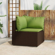 Garden Corner Sofa with Cushions Poly Rattan Brown