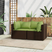 Tuinhoekbank poly rattan bruin 2 stuks