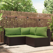 Loungeset poly rattan bruin 3-delig