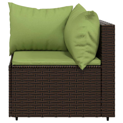4-Delige Loungeset Met Kussens Poly Rattan 1 Bruin en groen