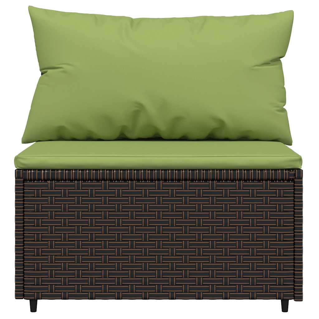 4-Delige Loungeset Met Kussens Poly Rattan 1 Bruin en groen